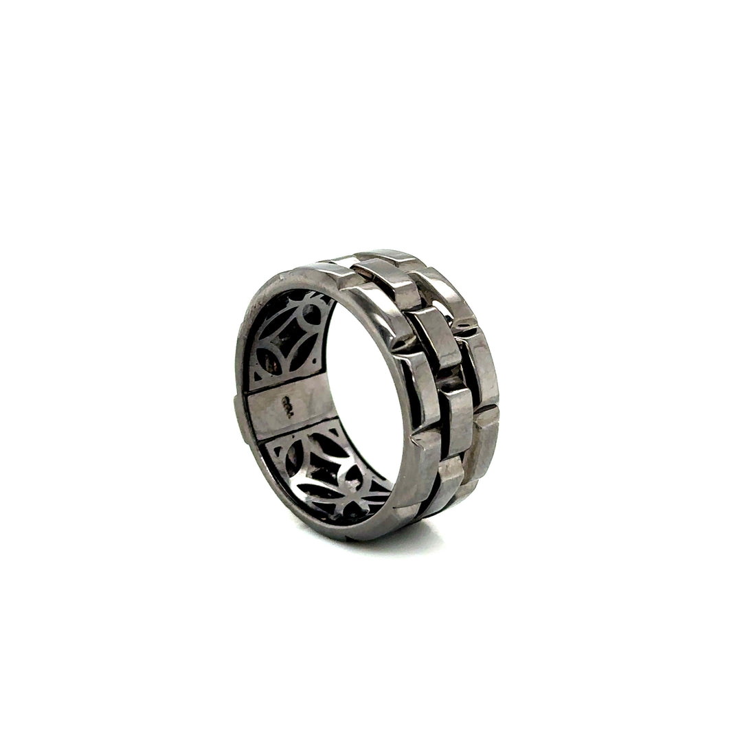 Tower 18K White Gold and Rhodium Statement Ring