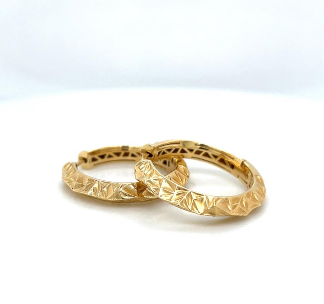 Violetta Geometric Textured 18K Gold Hoop Earrings