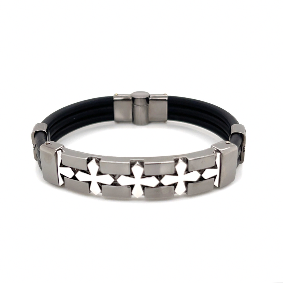 Faith 18K Gold and Rhodium ID Statement Bracelet