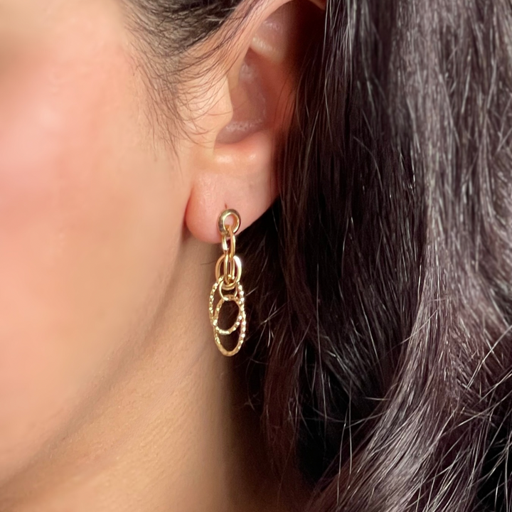 Dual-Chain 18K Gold Chain Earrings