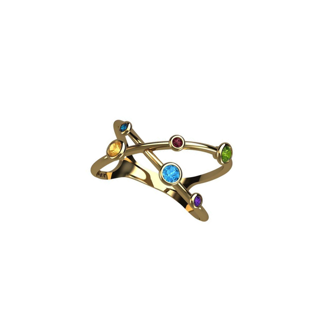 Prisma Gemstone 18K Gold Cross Ring