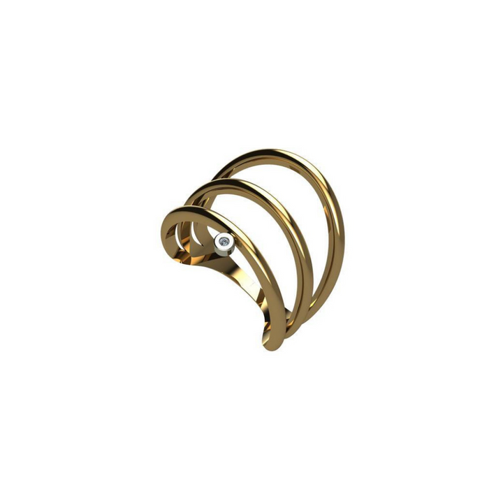 Three Line 18K Gold Diamond Ring