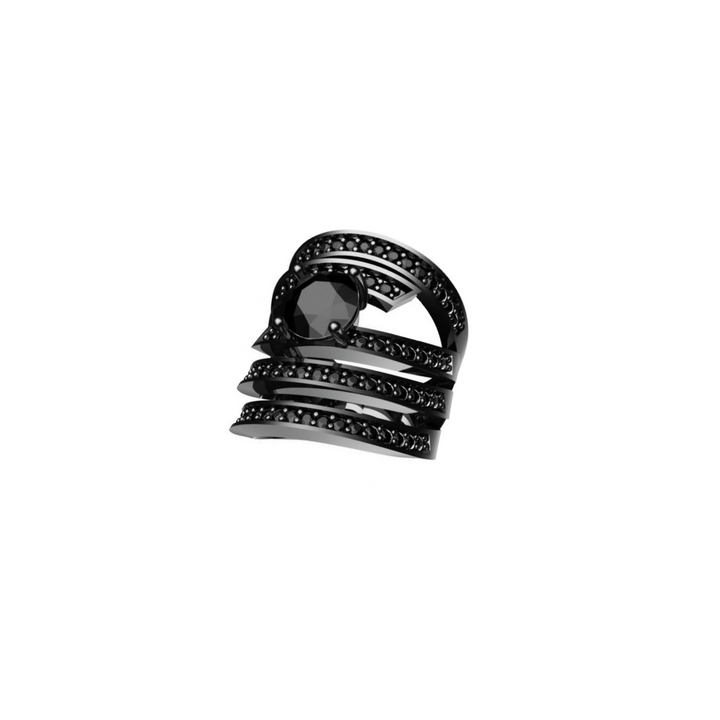 Intenso Black Onyx 925 Silver Statement Ring