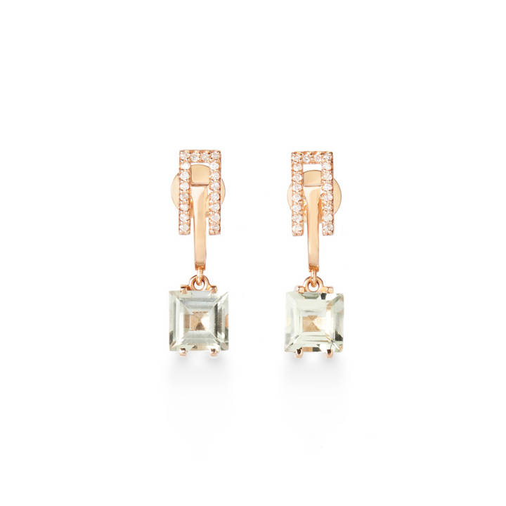 Gatsby Prasiolite & Diamond 18K Gold Drop Earrings