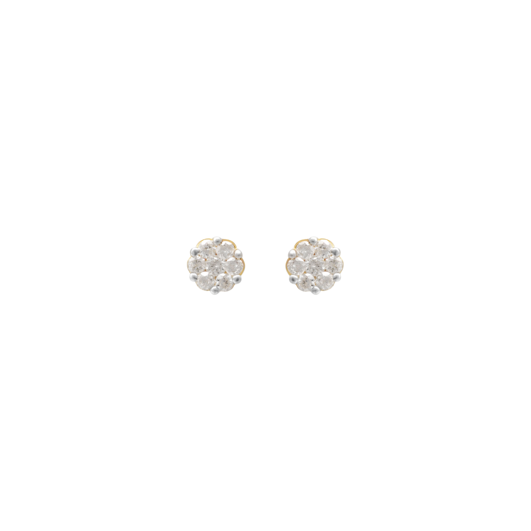 Baby Diamond 18K Gold Floral Stud Earrings