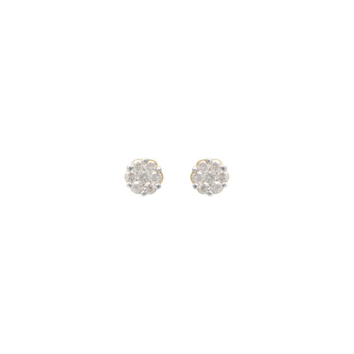 Baby Diamond 18K Gold Floral Stud Earrings