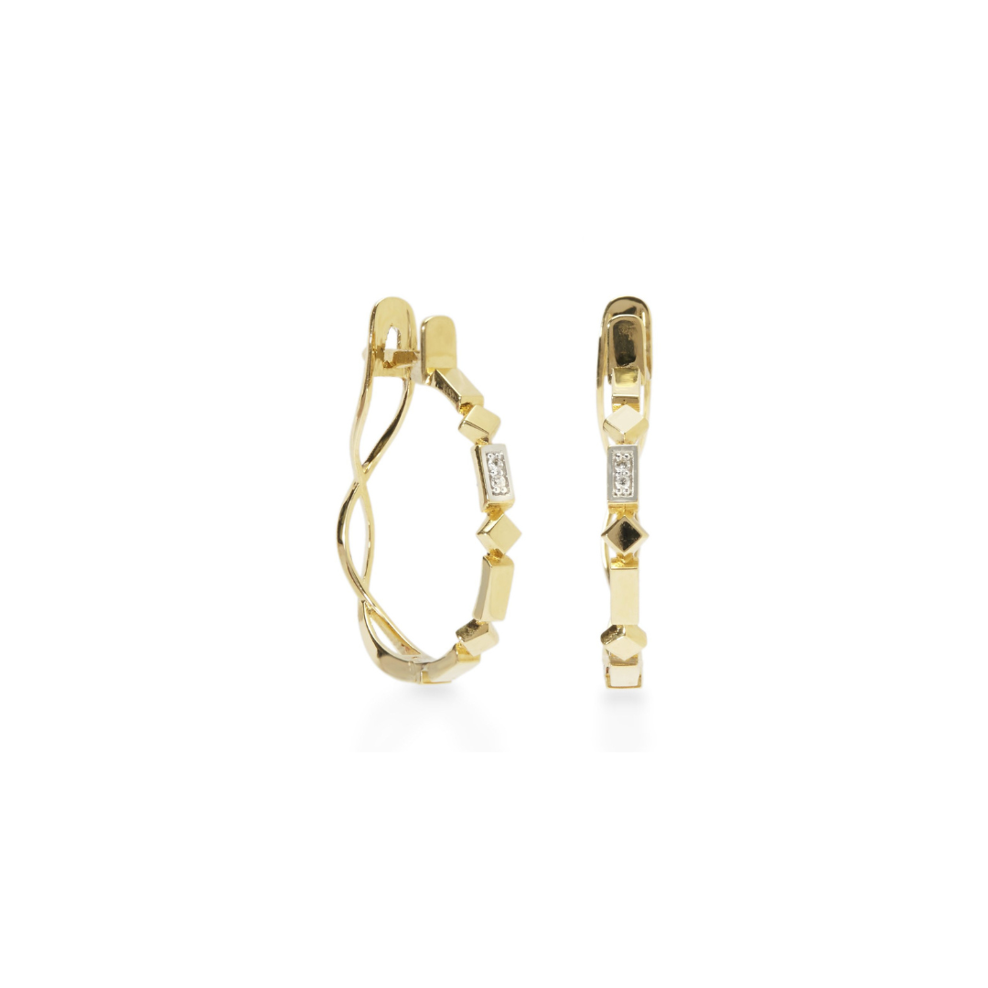 Alina 18K Gold Hoop Earrings with Diamond Accents