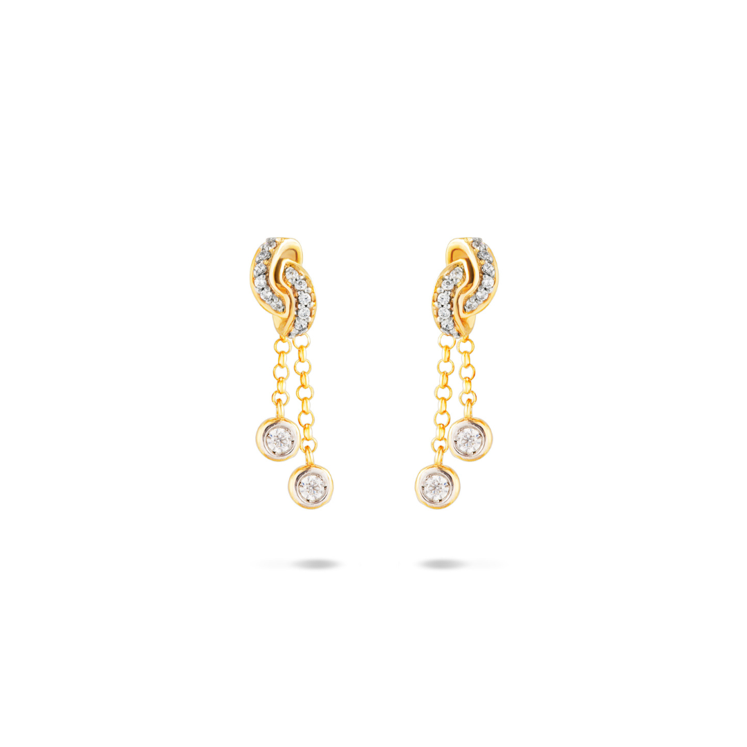 Diamond Charms 18K Gold Drop Earrings