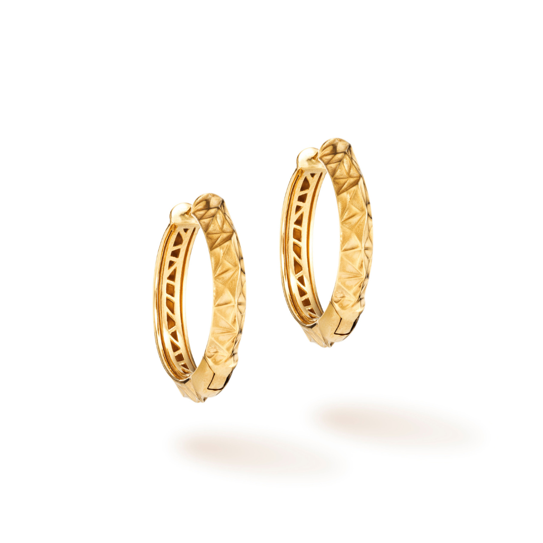 Violetta Geometric Textured 18K Gold Hoop Earrings