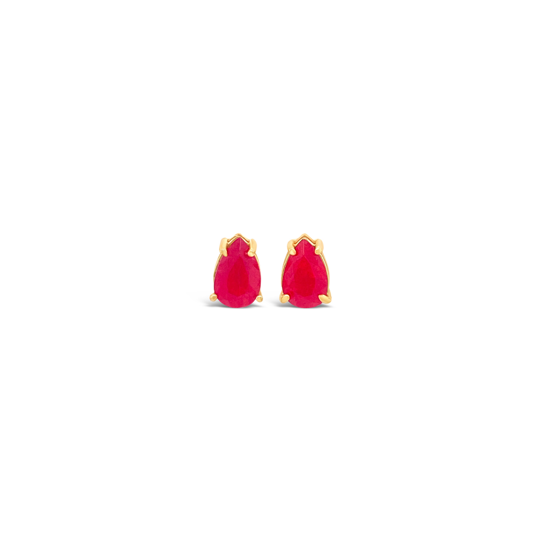 Scarlette Red Quartz 18K Gold Stud Earrings