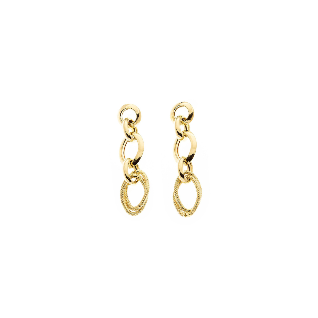 Dual Chain 18K Gold Drop Earrings
