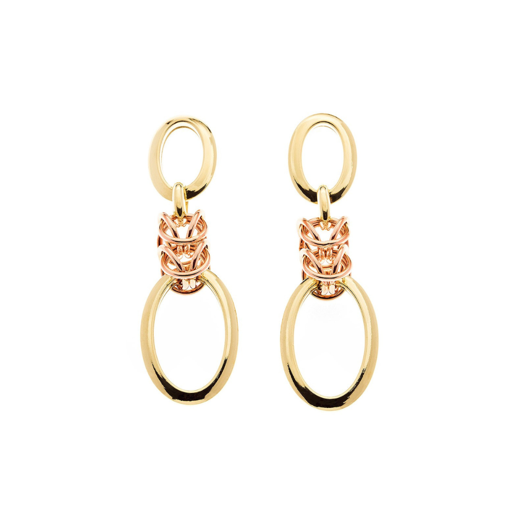 Byzantine 18 Karat Rose Gold Chain-Link Drop Earrings