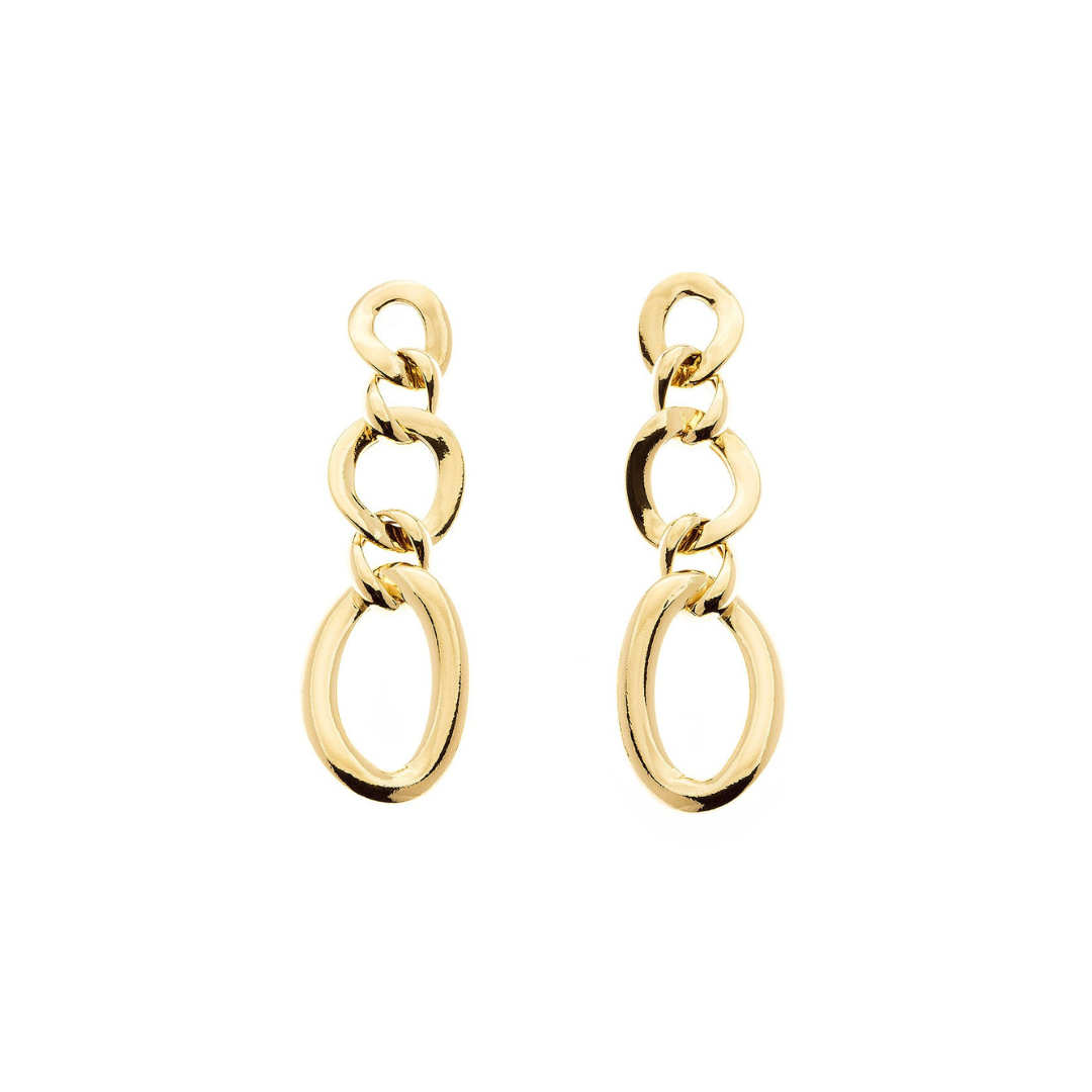 18K Yellow Gold Chain Link Drop Earrings