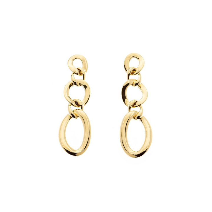 18K Yellow Gold Chain Link Drop Earrings