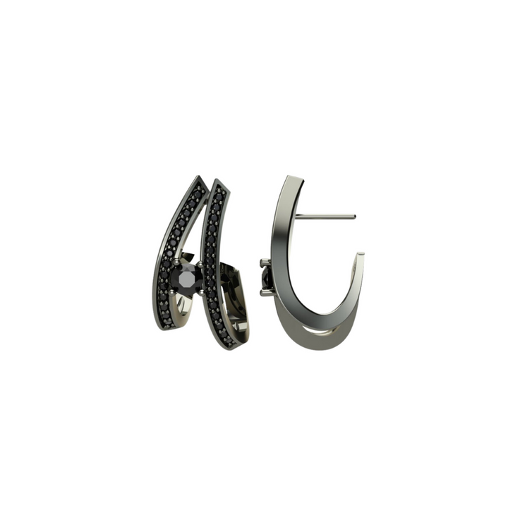 Intenso Black Onyx 925 Silver Earrings with Black Rhodium Finish