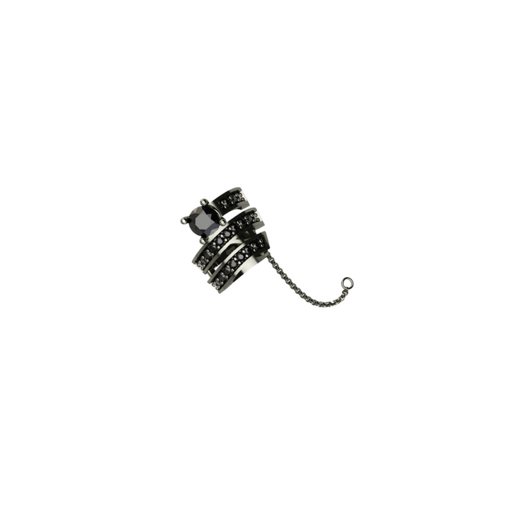 Intenso Black Onyx Cuff 925 Silver Earring