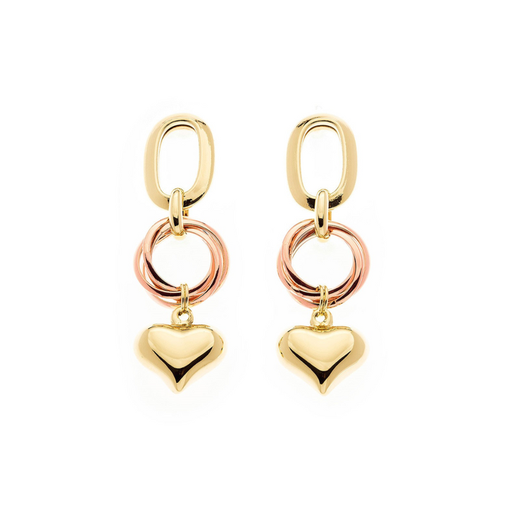 Valencia Heart Charm 18K Gold Drop Earrings