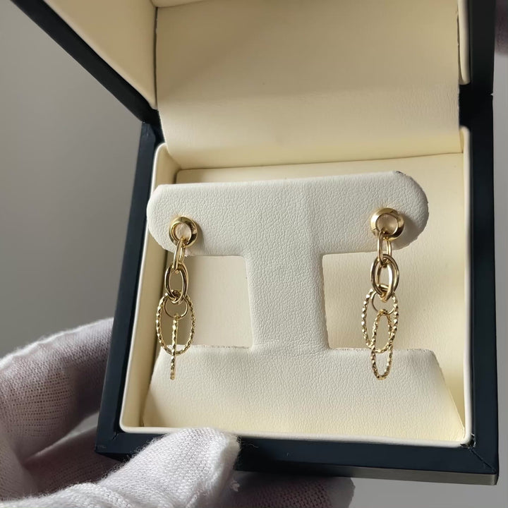 Dual-Chain 18K Gold Chain Earrings