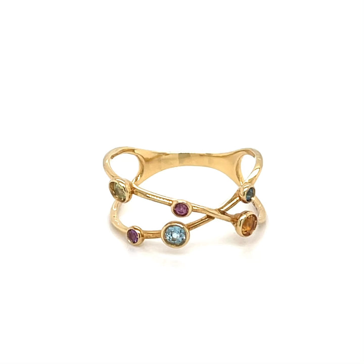 Prisma Gemstone 18K Gold Cross Ring