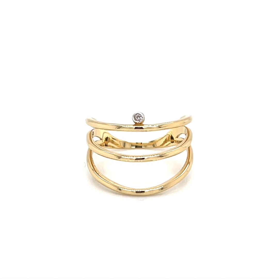 Three Line 18K Gold Diamond Ring