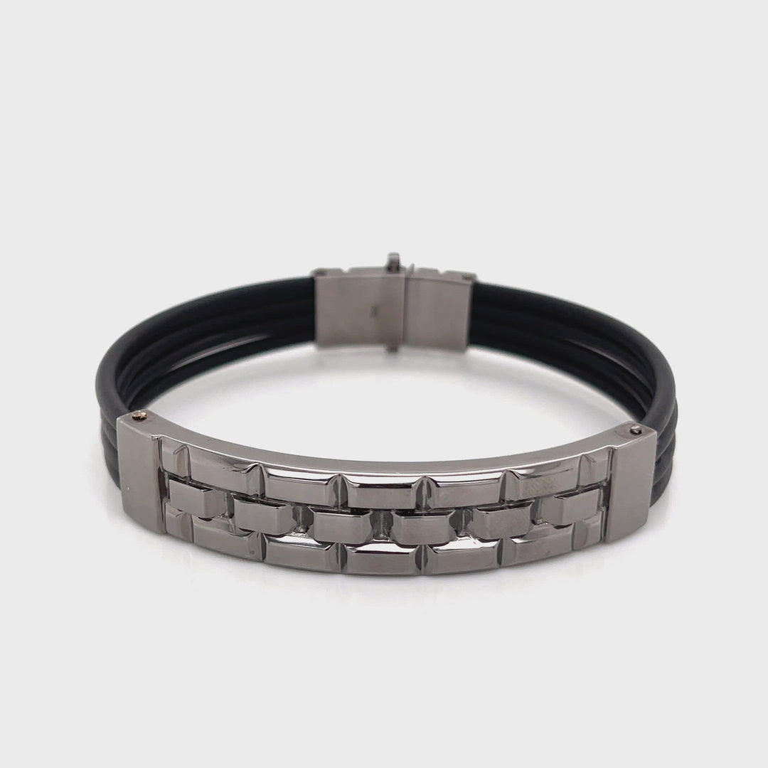 Tower 18K Gold and Rhodium ID Statement Bracelet