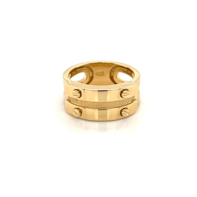18K Yellow Gold Hardware Motif Statement Ring