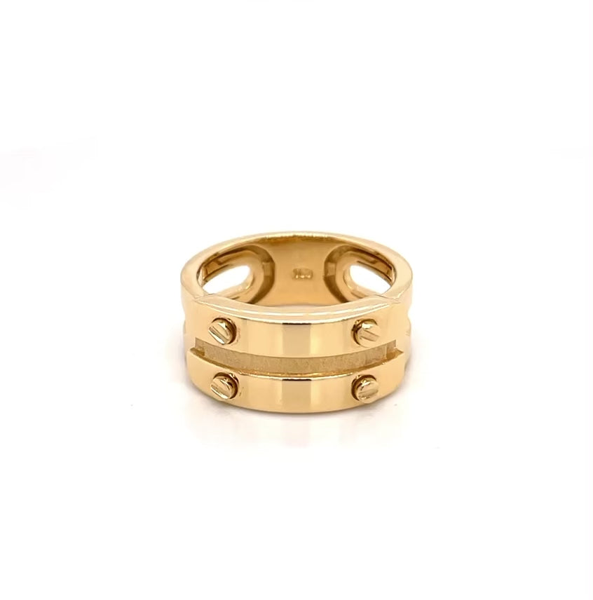 18K Yellow Gold Hardware Motif Statement Ring