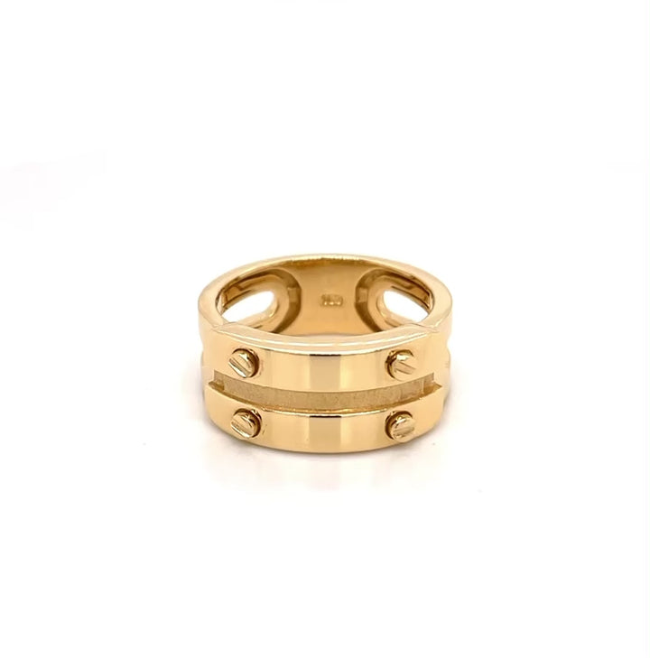 18K Yellow Gold Hardware Motif Statement Ring