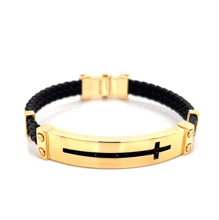 Faith 18K Gold & Leather Rope ID Statement  Bracelet
