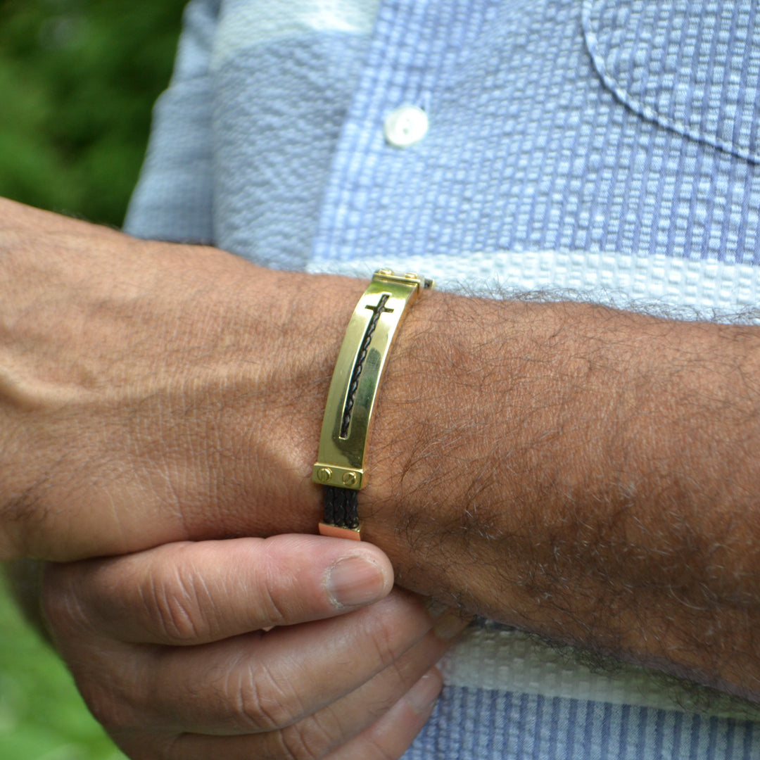 Faith 18K Gold & Leather Rope ID Statement  Bracelet