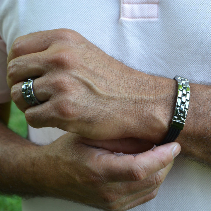 Tower 18K Gold and Rhodium ID Statement Bracelet