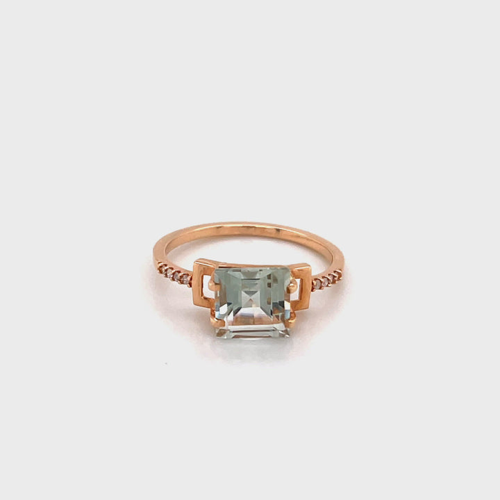 Gatsby 18K Rose Gold Prasiolite & Diamond Ring
