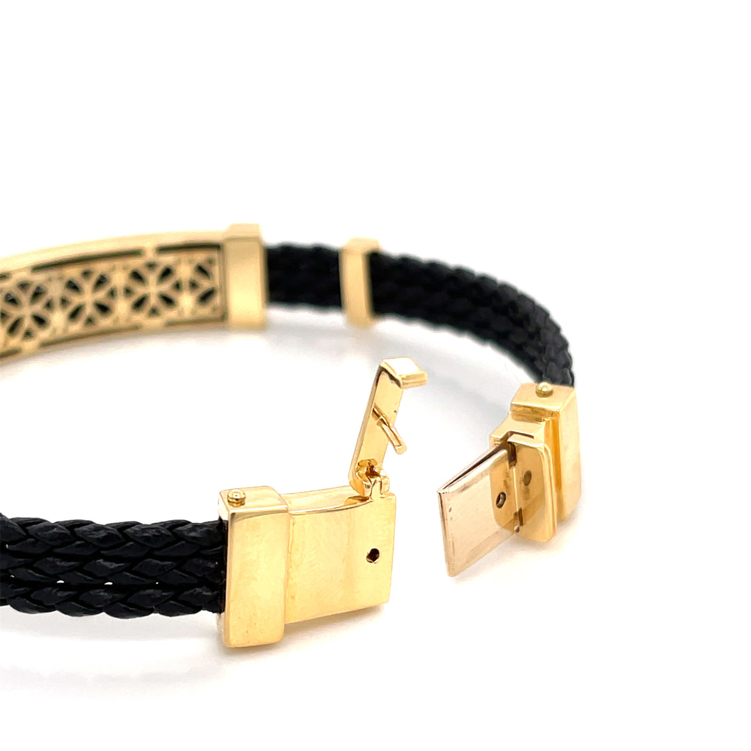 Faith 18K Gold & Leather Rope ID Statement  Bracelet