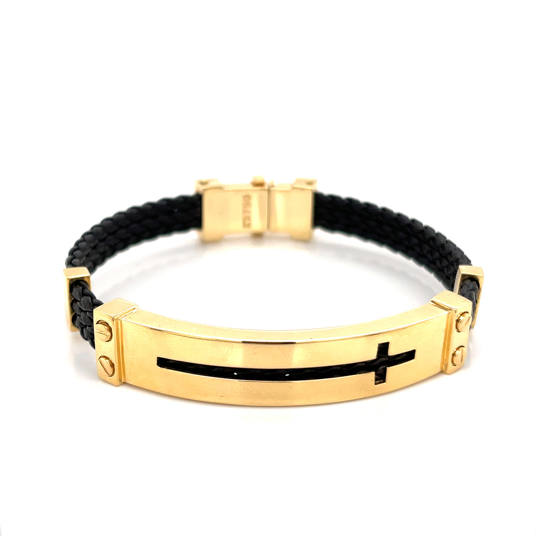 Faith 18K Gold & Leather Rope ID Statement  Bracelet