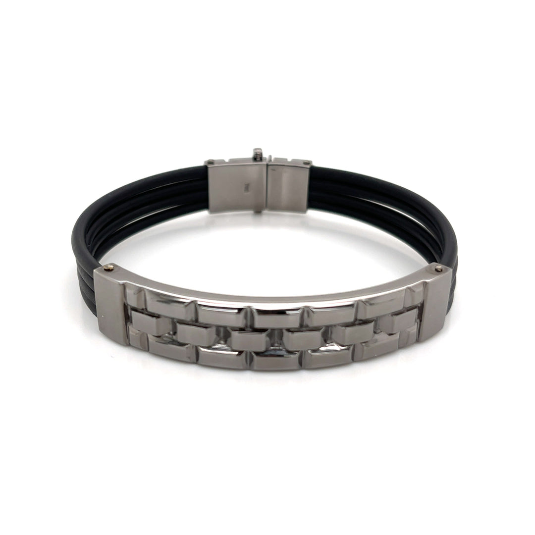 Tower 18K Gold and Rhodium ID Statement Bracelet