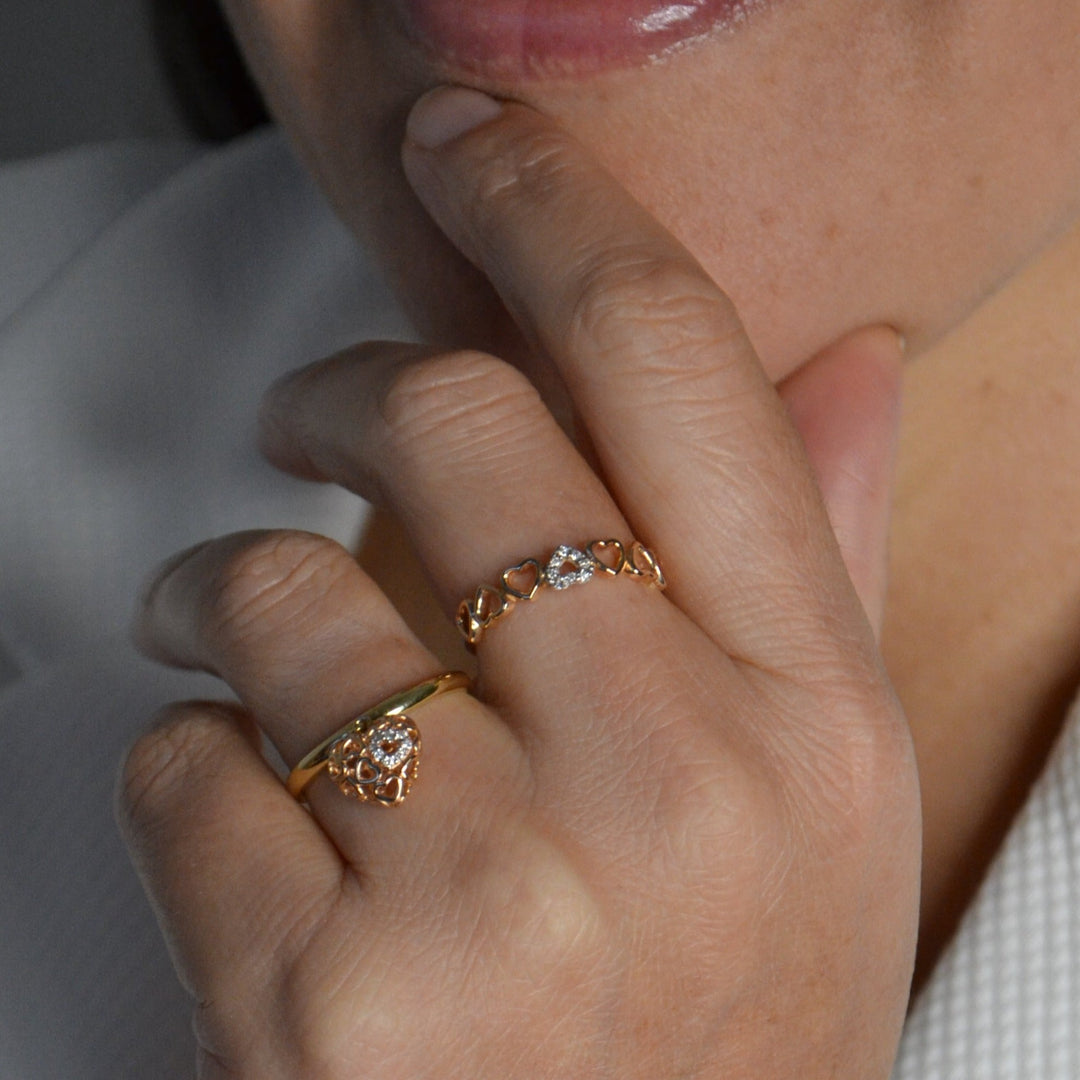 Amore 18K Rose Gold Heart Ring with Diamond Accent