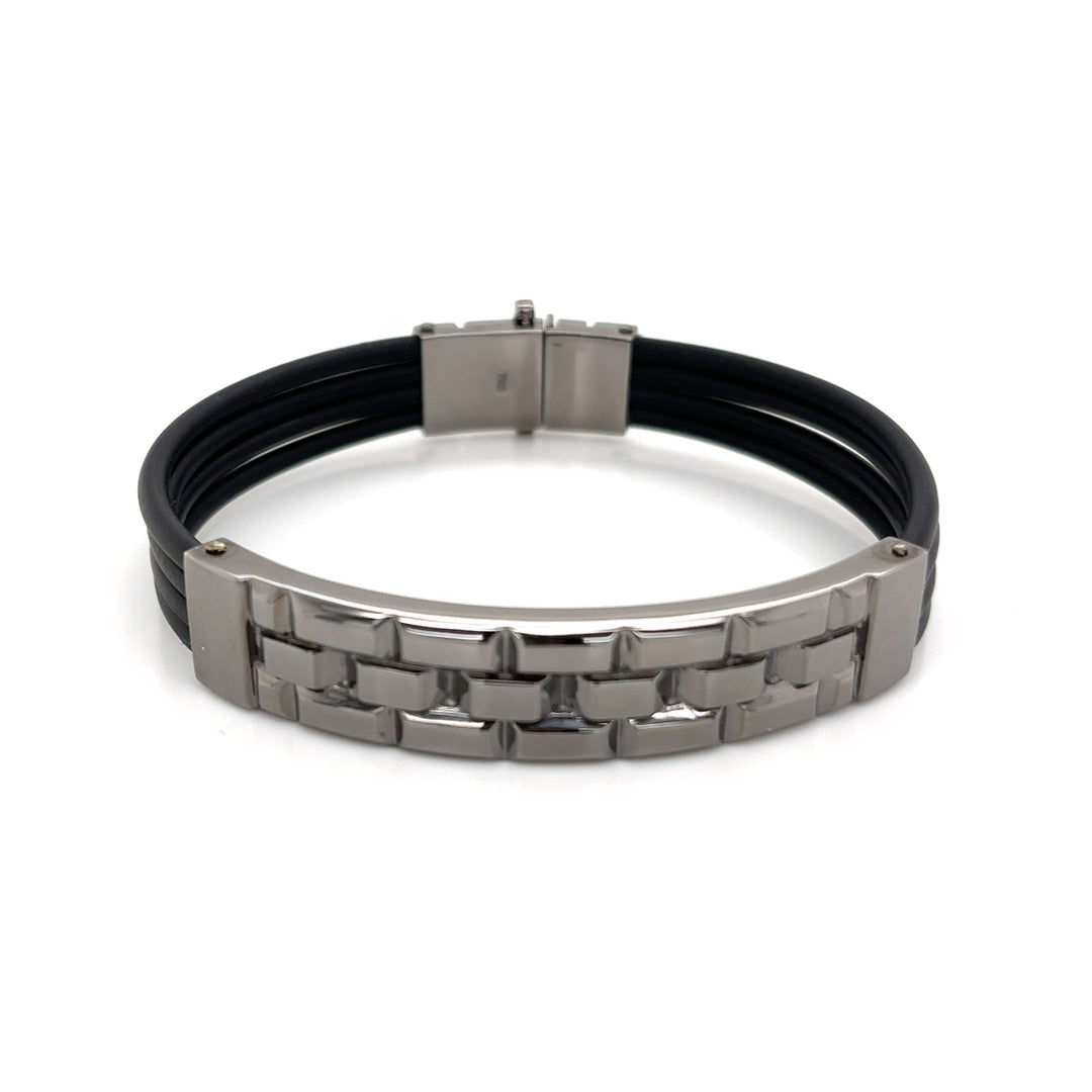 Tower 18K Gold and Rhodium ID Statement Bracelet