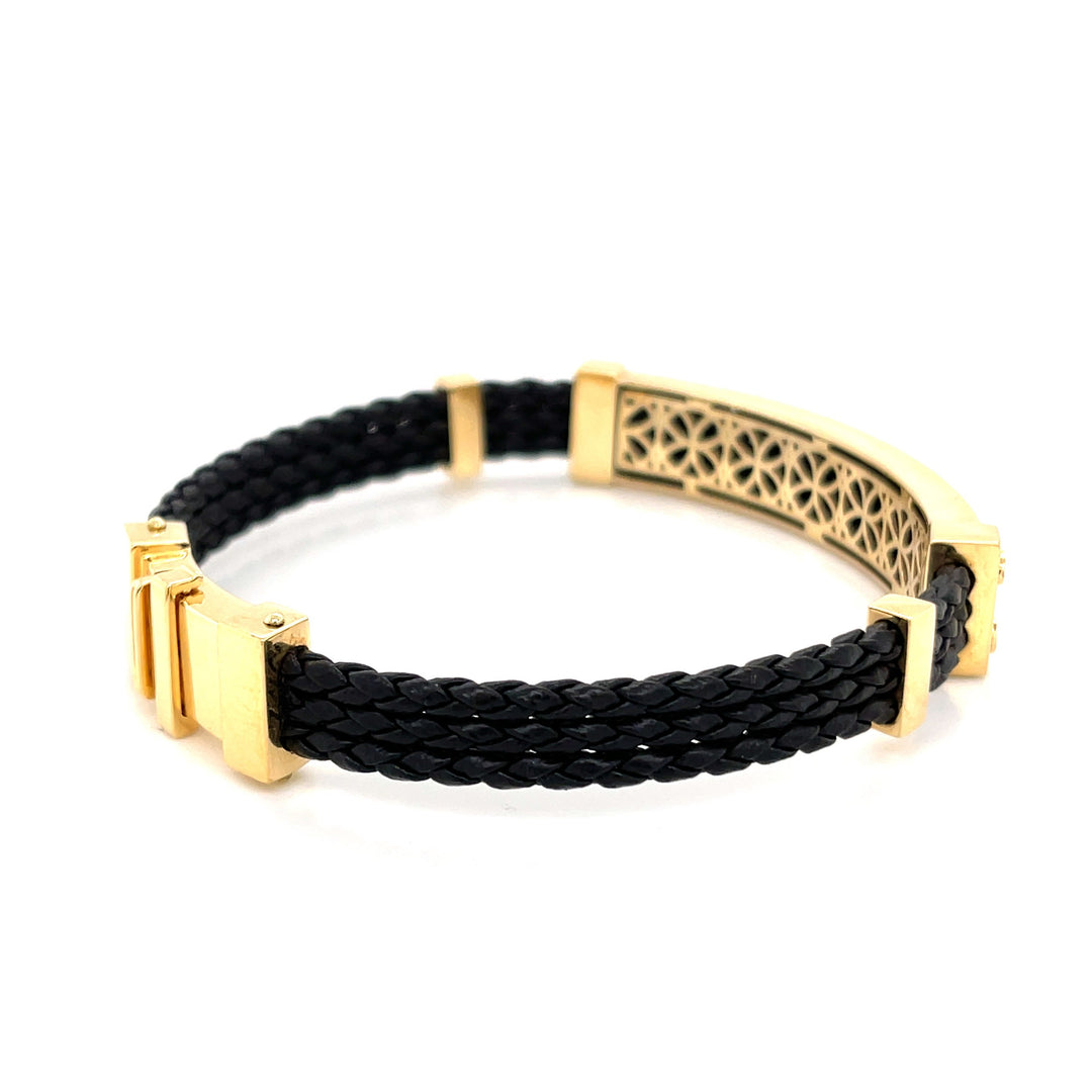 Faith 18K Gold & Leather Rope ID Statement  Bracelet