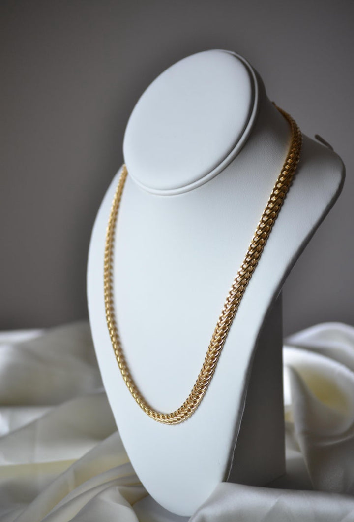 18K Gold Double Curb Chain Necklace