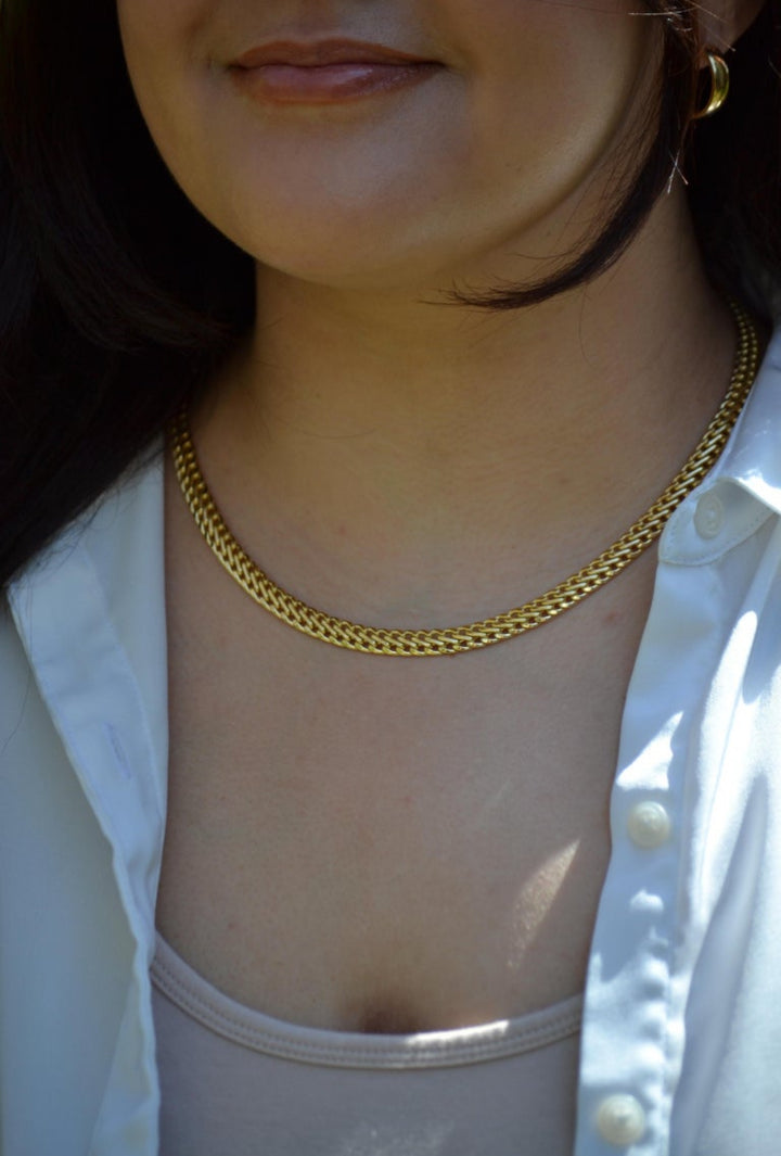 18K Gold Double Curb Chain Necklace