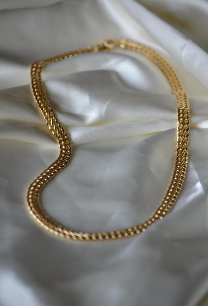 18K Gold Double Curb Chain Necklace