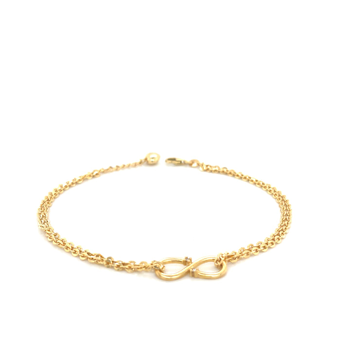 White Topaz & 18K Gold Infinity Charm Multi-Strap Bracelet