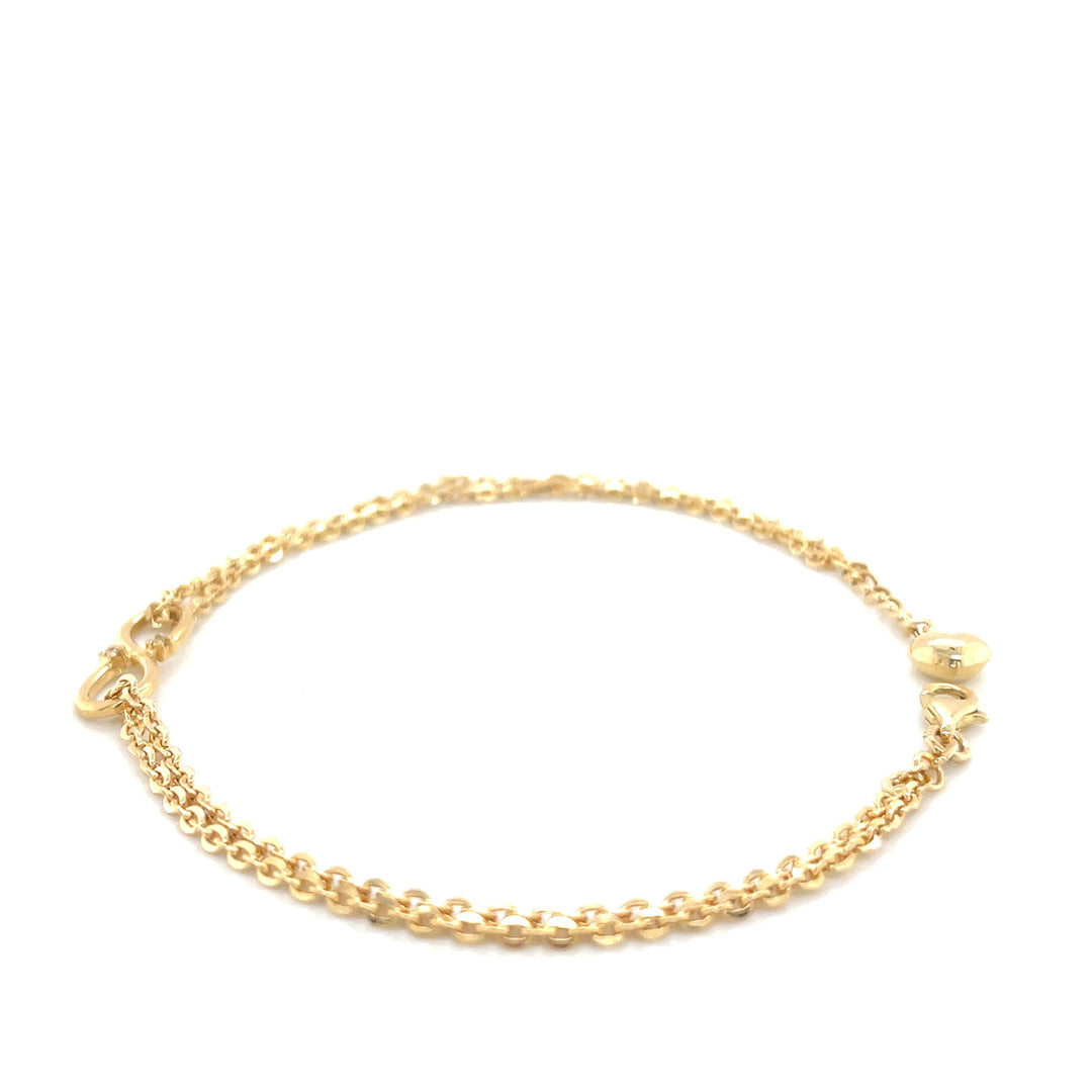 White Topaz & 18K Gold Infinity Charm Multi-Strap Bracelet