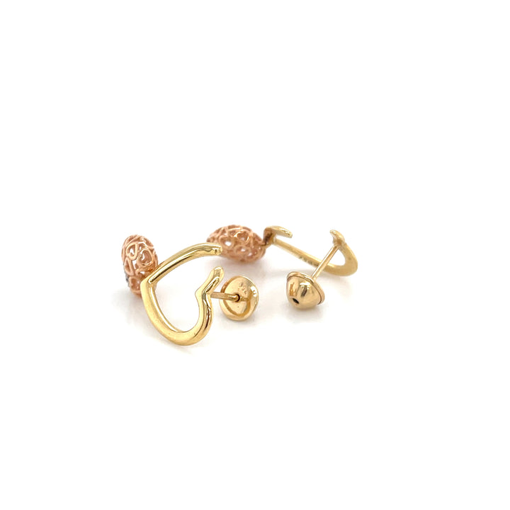 Amore Diamond-Studded Heart 18K Rose Gold Drop Earrings