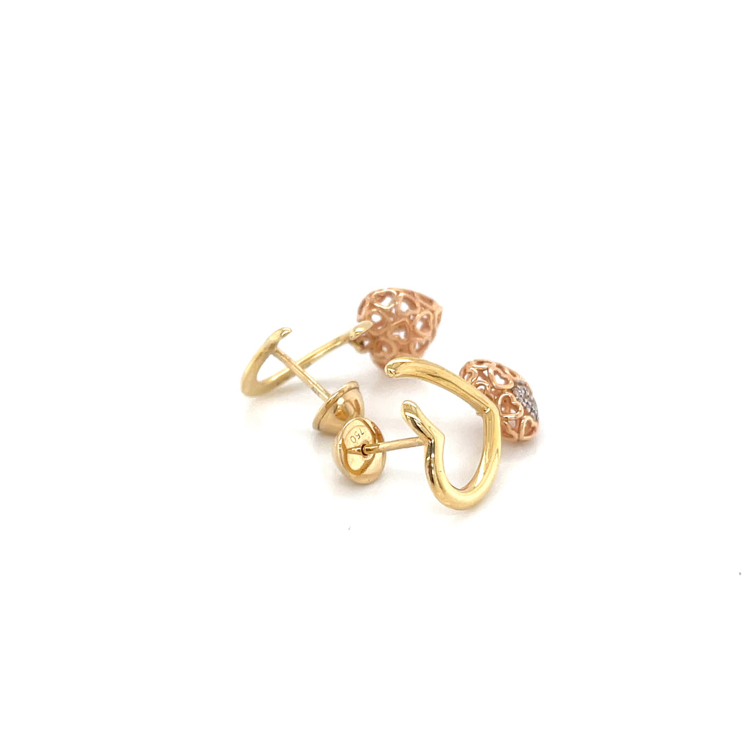 Amore Diamond-Studded Heart 18K Rose Gold Drop Earrings