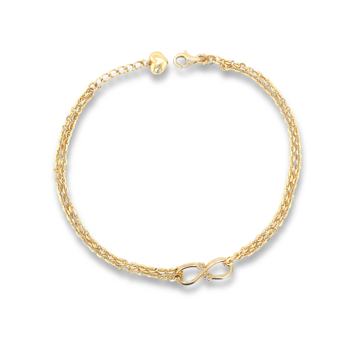 White Topaz & 18K Gold Infinity Charm Multi-Strap Bracelet