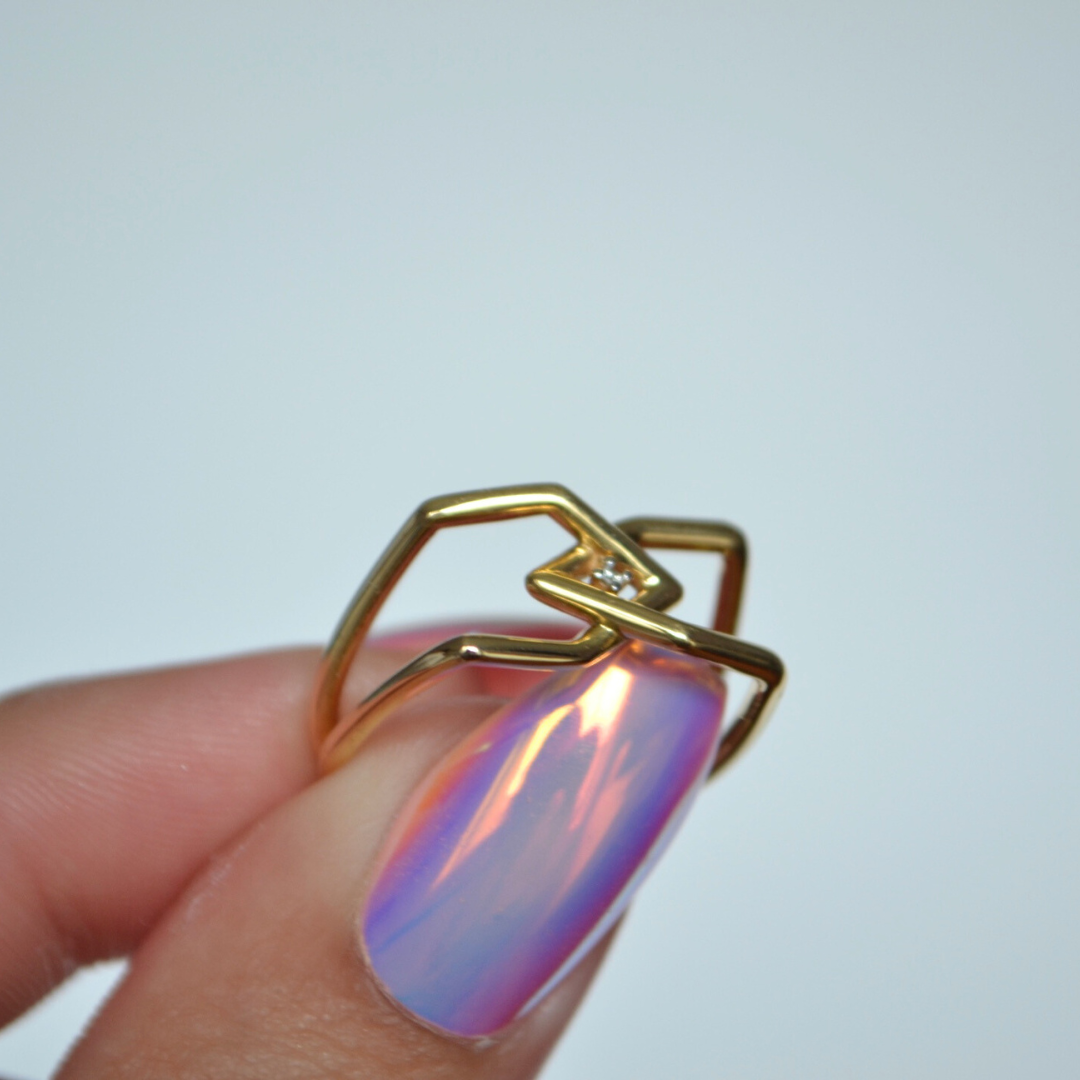 3D Diamond 18K Gold Ring