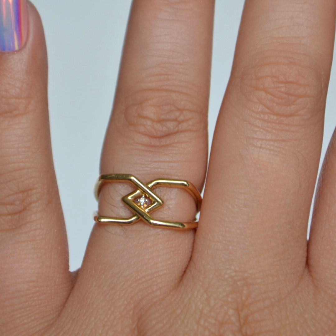 3D Diamond 18K Gold Ring