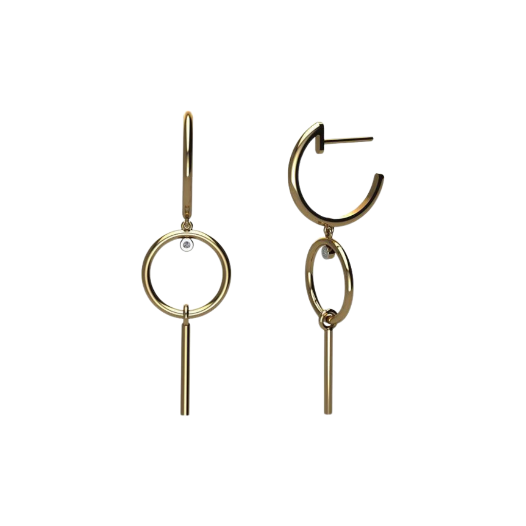 Line and Circle Drop Earrings