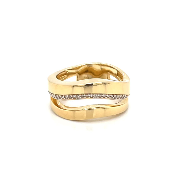 Wave 18K Yellow Gold Wave Diamond Band Ring